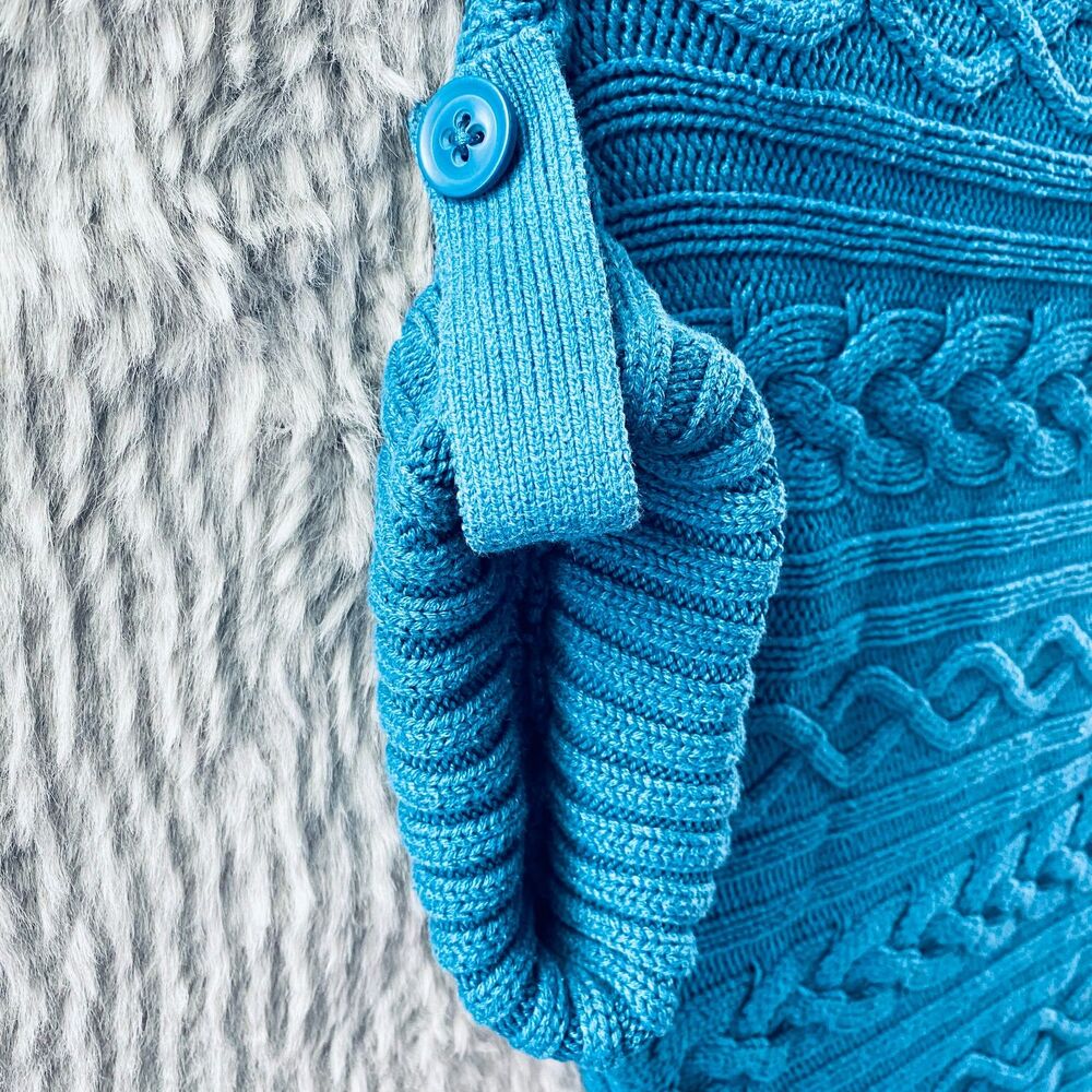 Sonoma Women's Sweater Cable Knit Short Sleeve Cowl Neck Blue Medium - Picture 3 of 11